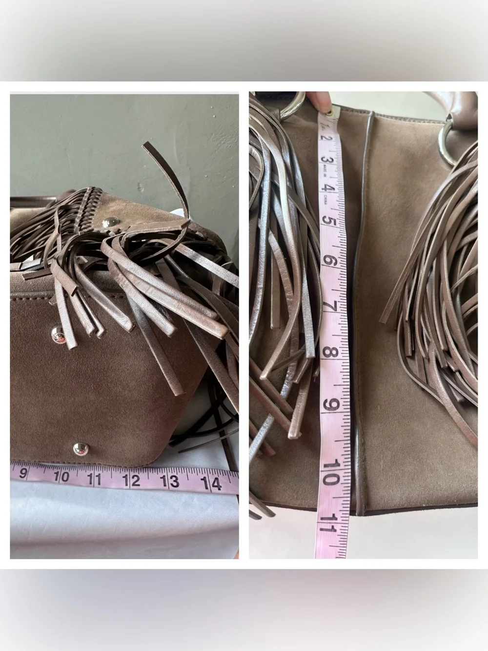 ❌SOLD! ❌TOD’S Large Fringe Cape Bag Suede Leather Satchel Brown - Picture 12 of 14